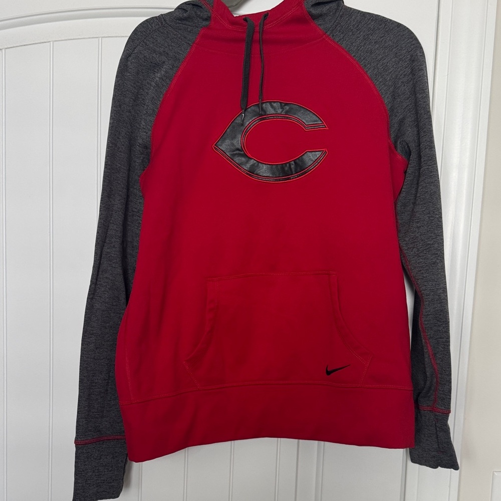 Nike Red and Gray Hoodie with Logo-Cincinnati Reds